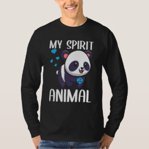 Camiseta Mens Meu Espírito Animal Panda I Love Pai Heart Va