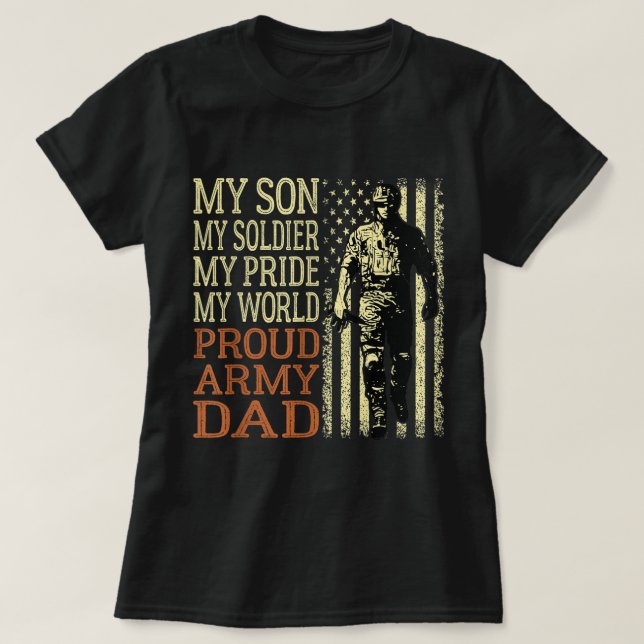 Camiseta Mens Meu Filho É Um Soldado Herói Orgulhoso Pai Do (Frente do Design)