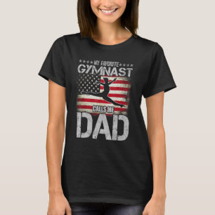 Camiseta Mens Meu Gymnast Favorito Me Chama Pai Usa Bandeir
