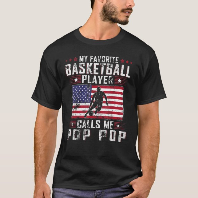 Camiseta Mens Meu Jogador De Basquete Favorito Me Chama Pop (Frente)