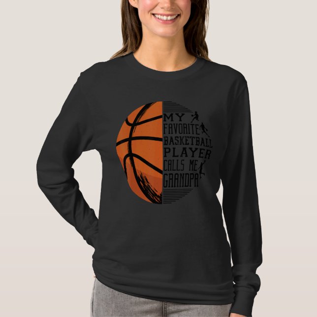 Camiseta Mens Meu Jogador De Basquete Favorito Me Chama Vov (Frente)