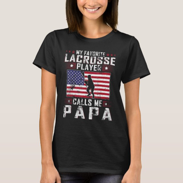 Camiseta Mens Meu Jogador De Lacrosse Favorito Me Chama De  (Frente)