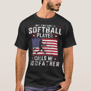 Camiseta Mens Meu Jogador De Softball Favorito Me Chama God