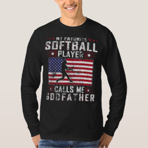 Camiseta Mens Meu Jogador De Softball Favorito Me Chama God