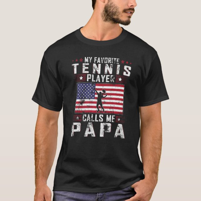 Camiseta Mens Meu Jogador De Tênis Favorito Me Chama De Pap (Frente)