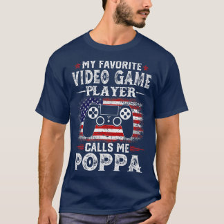 Camiseta Mens Meu Jogador De Vídeo Favorito Me Chama Poppa