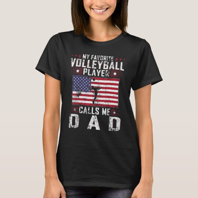 Camiseta Mens Meu Jogador De Voleibol Favorito Me Chama De  (Frente)