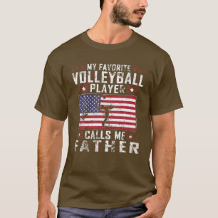Camiseta Mens Meu Jogador De Voleibol Favorito Me Chama Pai