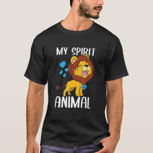 Camiseta Mens Meu Leão De Animal Espírito Eu Adoro Valente