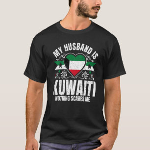 Camiseta Mens Meu Marido É Bandeira Orgânica Kuwaitiana Her