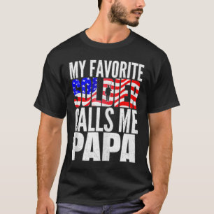 Camiseta Mens Meu Soldado Favorito Me Chama De Papa - Braço