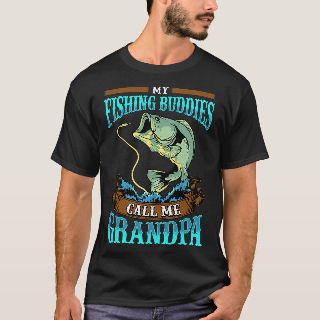 Camiseta Mens Meus Amigos De Pesca Me Chamam De Avô Pais Da (Frente)