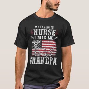 Camiseta Mens Minha Enfermeira Favorita Me Chama De Avô Pai