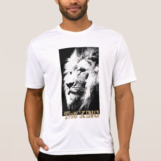 Camiseta Mens Modern Ativwear T Shirts Lion Face Esporte (Frente)