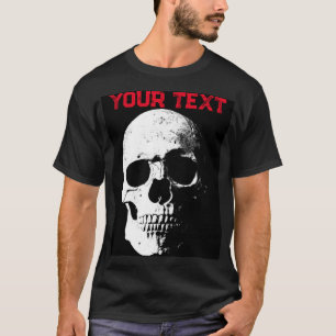 Camiseta Mens Moderno Vermelho Negro Red Halloween Texto de
