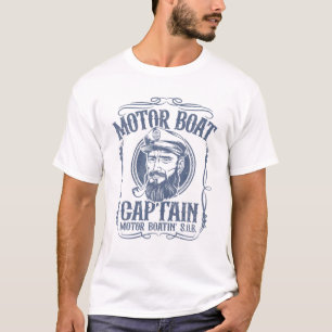 Camiseta Mens Motor Boat Capitão Funny Pontoon Barco Moto