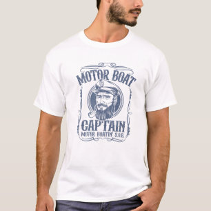Camiseta Mens Motor Boat Capitão Funny Pontoon Barco Moto