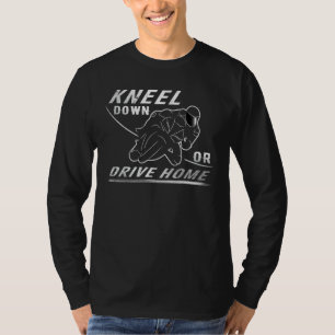 Camiseta Mens Motorcycle Rider Knee Biker Baixo
