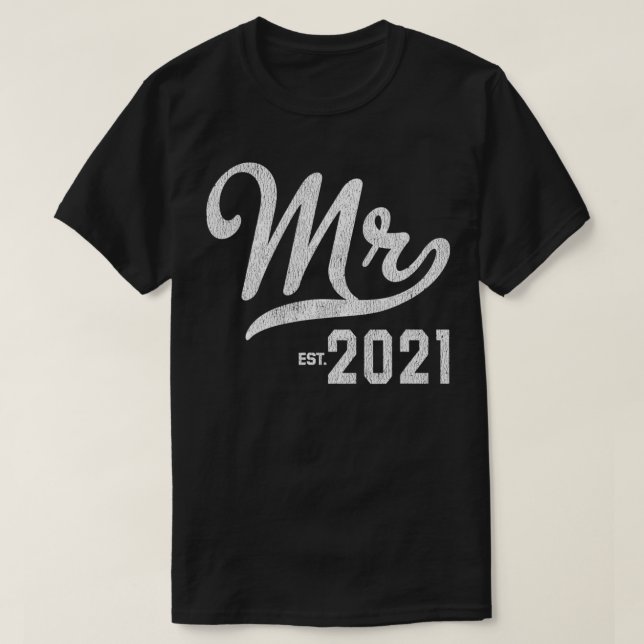 Camiseta Mens Mr Est 2021 Wedding Engagement Newlywed Gift  (Frente do Design)