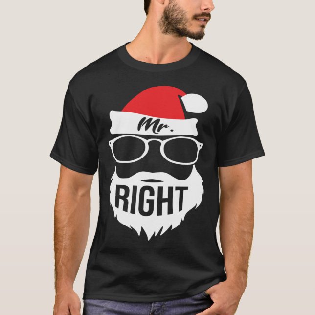 Camiseta Mens Mr Right Santa Outfit Christmas Matching Coup (Frente)