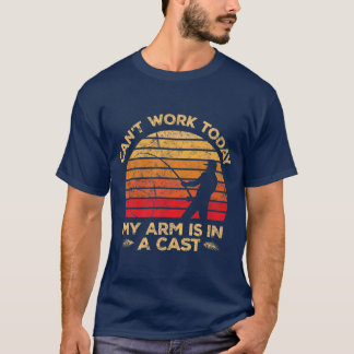 Camiseta Mens My Arm está em um Peixe de Pesca Retro Sunset