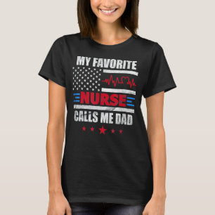 Camiseta Mens My Favorite Nurse Me Chama Pai Pai Usa Flag