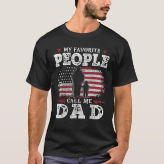 Camiseta Mens My Favorite Pessoas Me Chame de Pai US Flag G