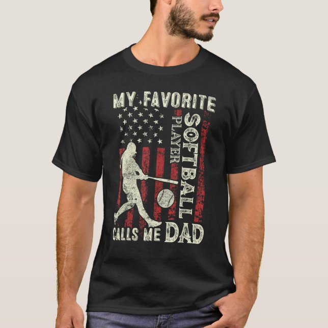 Camiseta Mens My Favorite Softball Player Calls Me Dad US F (Frente)