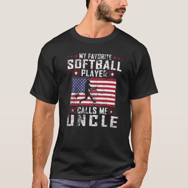 Camiseta Mens My Favorite Softball Player Calls Me Uncle Fa (Frente)