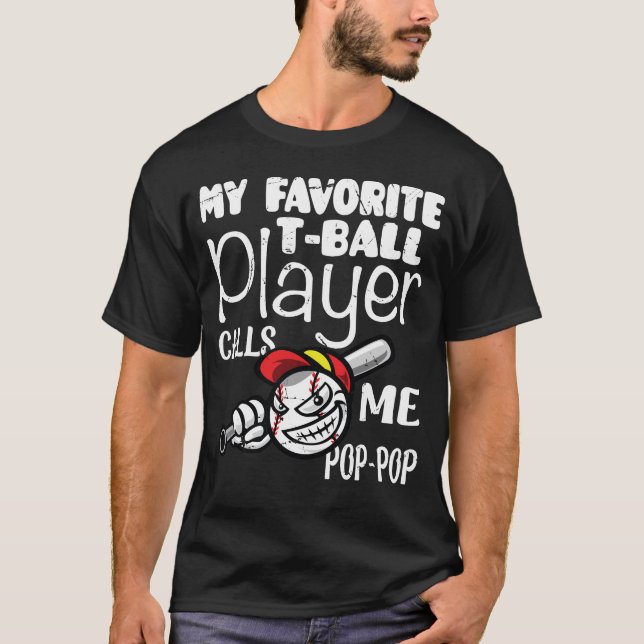 Camiseta Mens My Favorite T Ball Player Me Chama Pop Pop F (Frente)