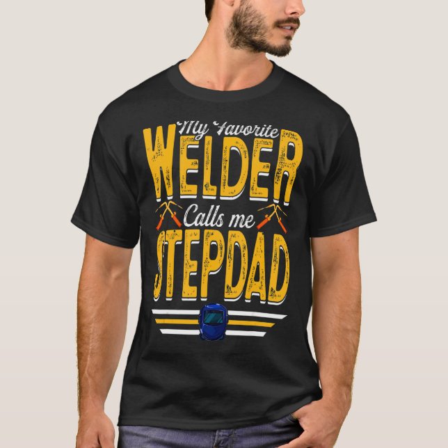 Camiseta Mens My Favorite Welder Me Chama Stepdad Welder P (Frente)