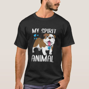 Camiseta Mens My Spirit Animal Bulldog I Love Pai Heart Val