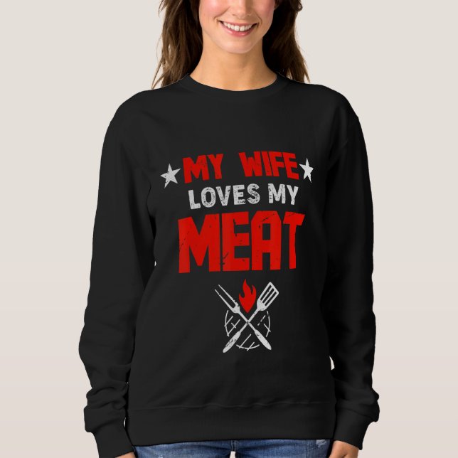 Camiseta Mens My Wife Loves My Meat Funny Grilling (Frente)