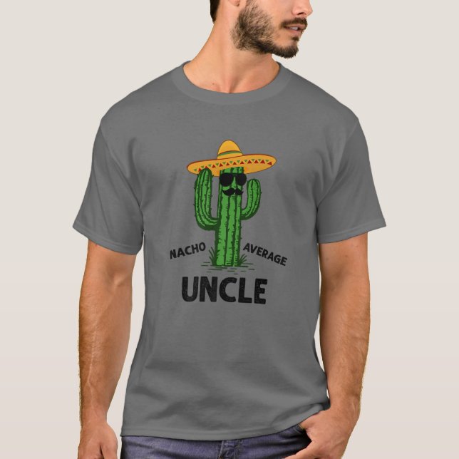 Camiseta Mens Nacho Média Tio | Família Funny Cinco De M (Frente)