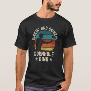 Camiseta Mens Naufragando E Bebendo Cornhole King Summer C