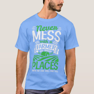 Camiseta Mens nunca mexam com um fazendeiro agrícola 