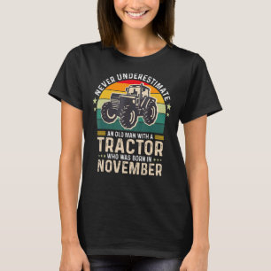 Camiseta Mens Nunca Subestimam O Velho Com Nascer De Trator
