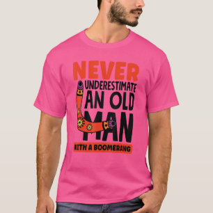 Camiseta Mens Nunca Subestimam Um Avô Com Um Bumero
