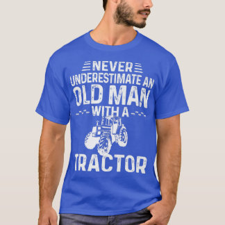 Camiseta Mens Nunca Subestimam Um Velho Com Um Trator