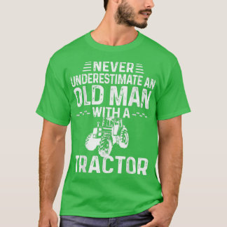Camiseta Mens Nunca Subestimam Um Velho Com Um Trator