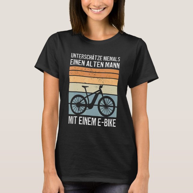 Camiseta Mens Nunca Subestimam Um Velho Com Uma Bicicleta E (Frente)