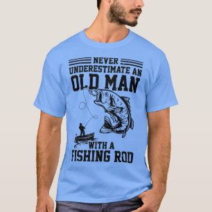 Camiseta Mens Nunca Subestimam Um Velho Com Uma Pesca