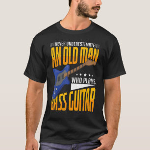 Camiseta Mens Nunca Subestimam Um Velho Que Joga Bass
