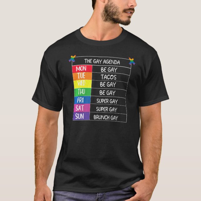 Camiseta Mens O Gay Agenda Lgbtq Orgulho Mês Apoiante G (Frente)