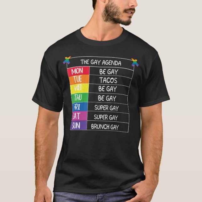 Camiseta Mens O Gay Agenda Lgbtq Orgulho Mês Apoiante G (Frente)