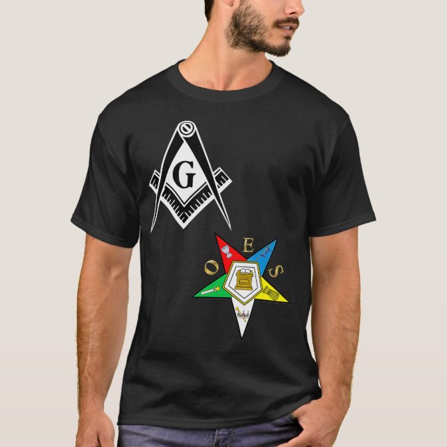 Camiseta Mens OES Mason Split Long T  Masonic Eastern Tee (Frente)