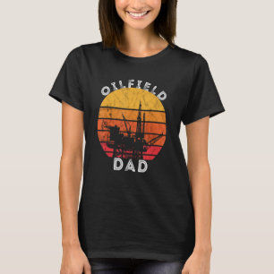 Camiseta Mens Oil Rig Retro Sunset Oilfield Pai Worker Oilf