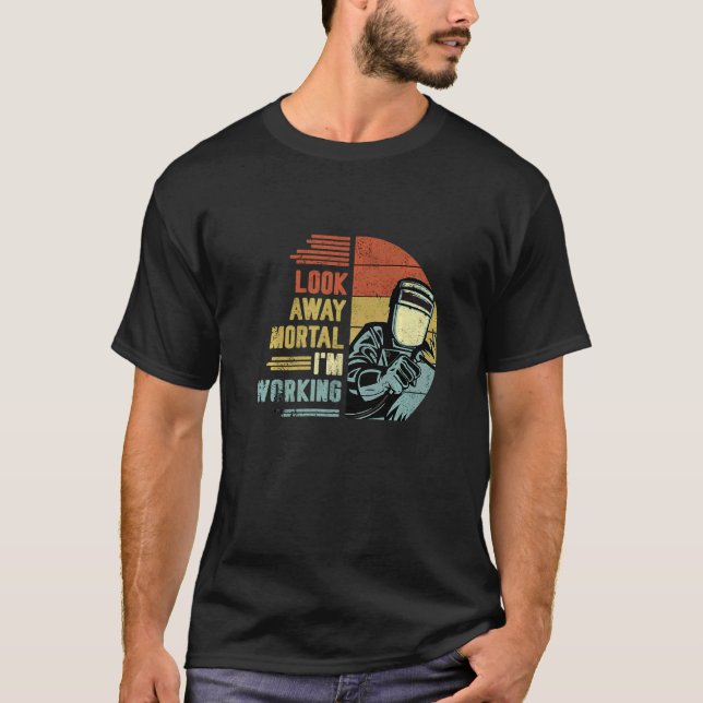 Camiseta Mens olham para longe da Mortal Estou trabalhando  (Frente)