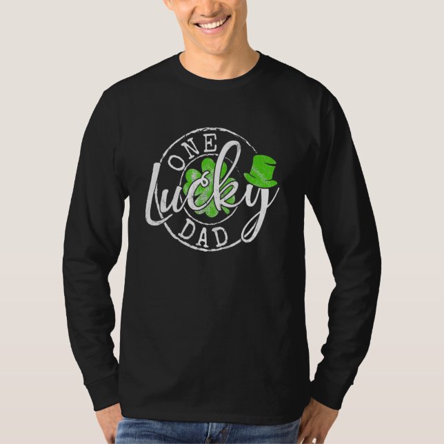 Camiseta Mens One Lucky Dad Funny Father Irish Clovers St P (Frente)