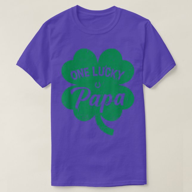 Camiseta Mens One Lucky Papa Shamrock Four Folha Rua P (Frente do Design)